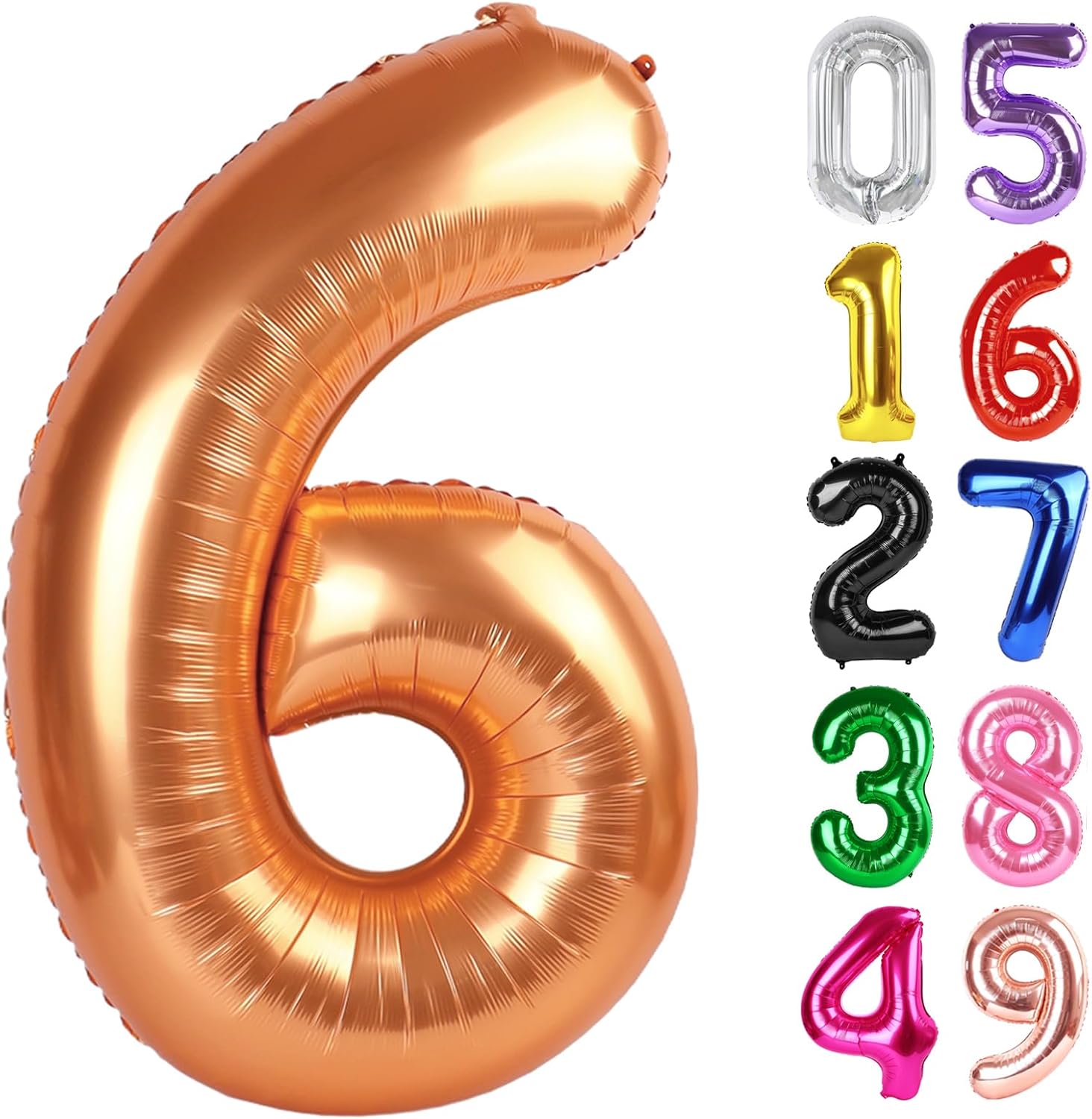 Orange Number 6 Balloon - 40 Inch Giant Foil Balloon for 6th Birthday Party Decorations