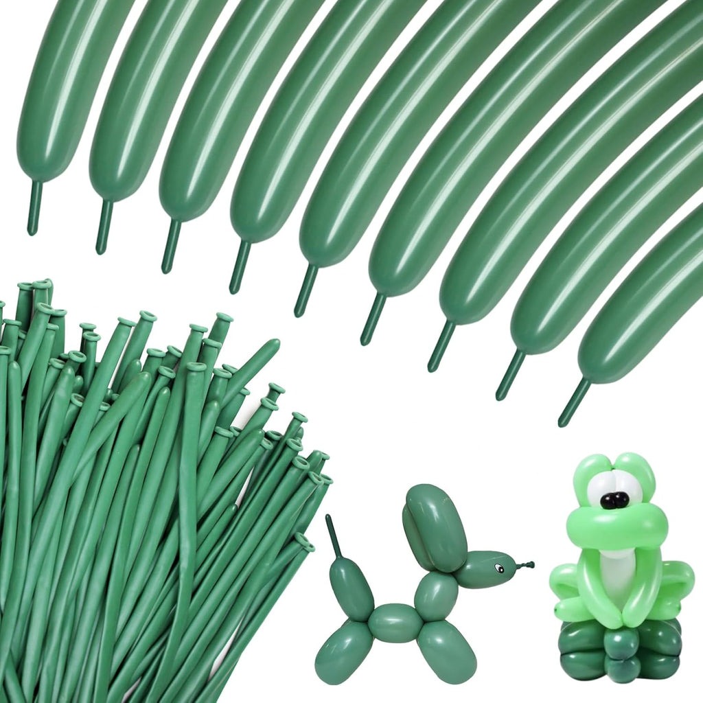 Skiennix 100pcs Sage Green 260Q Balloons - Durable Twisting Balloons for Animal Models & Events