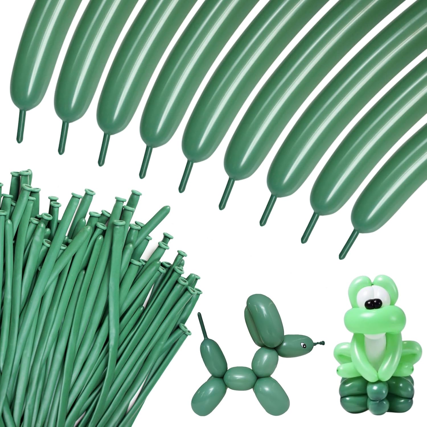 Skiennix 100pcs Sage Green 260 Balloons - Thick Latex Twisting Balloons for Animal Models & Parties