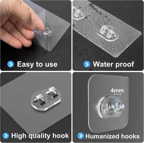Lsnisni Shower Caddy Adhesive Replacement - 20 Pack Strong Waterproof Hooks for Easy Bathroom & Kitchen Storage