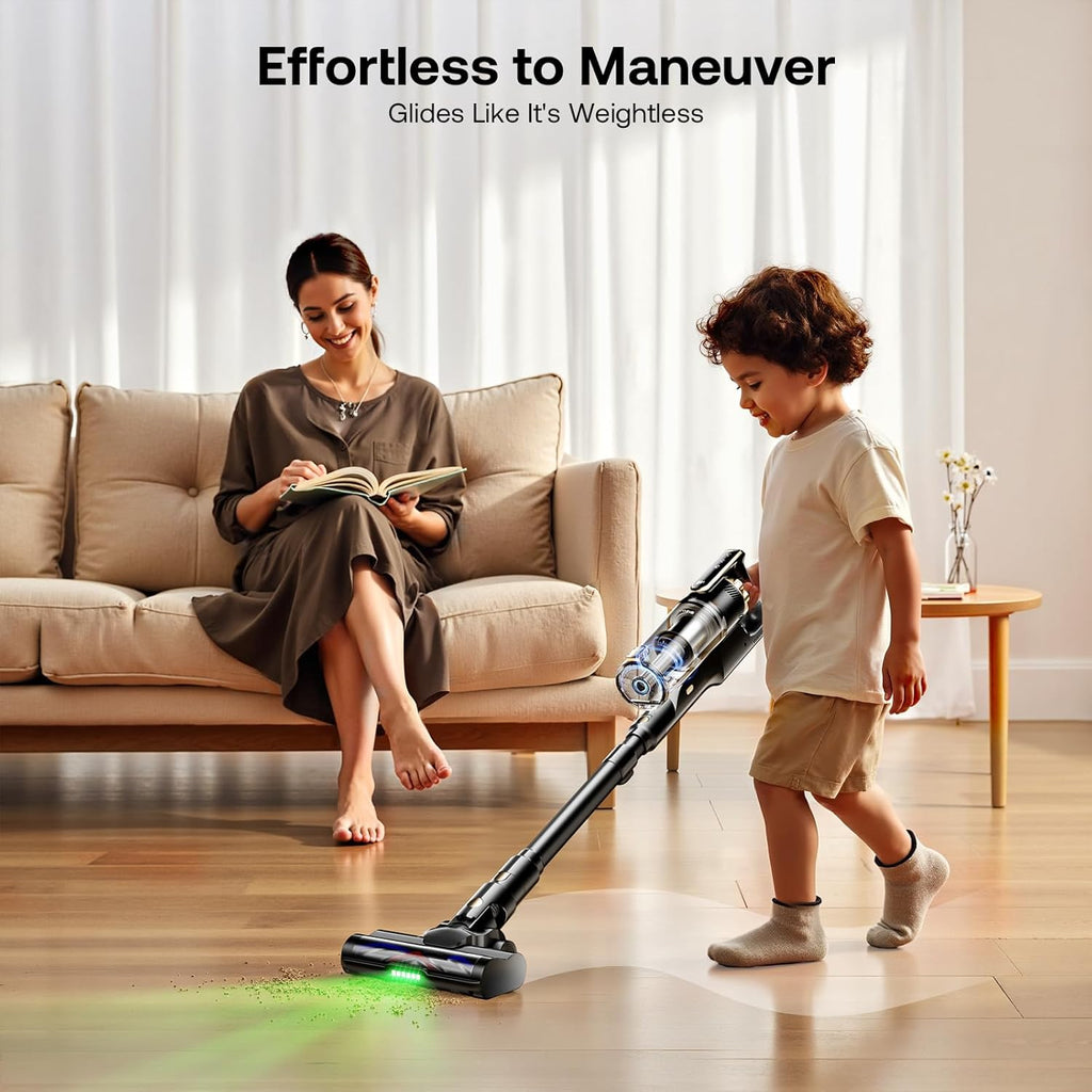 Trucozie Cordless Vacuum Cleaner - Lightweight Self-Standing Design | 50 Min Runtime, Powerful Suction for Home & Pet Hair