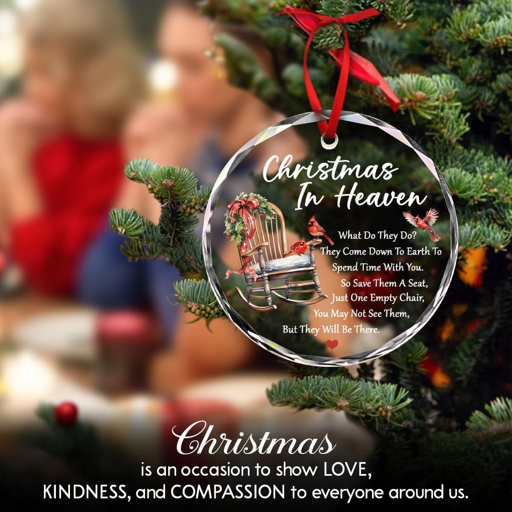 Regine Switzerland Christmas Glass Ornaments - Memorial Gifts for Loved Ones | Heaven Ornament with Empty Chair