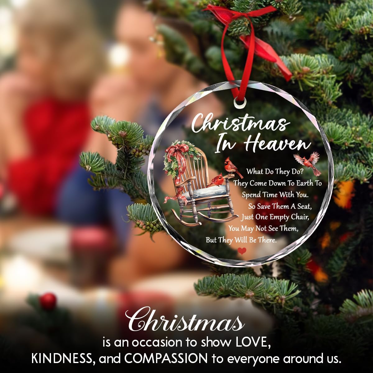Regine Switzerland Christmas Glass Ornaments - Memorial Gifts for Loved Ones | Heaven Ornament with Empty Chair