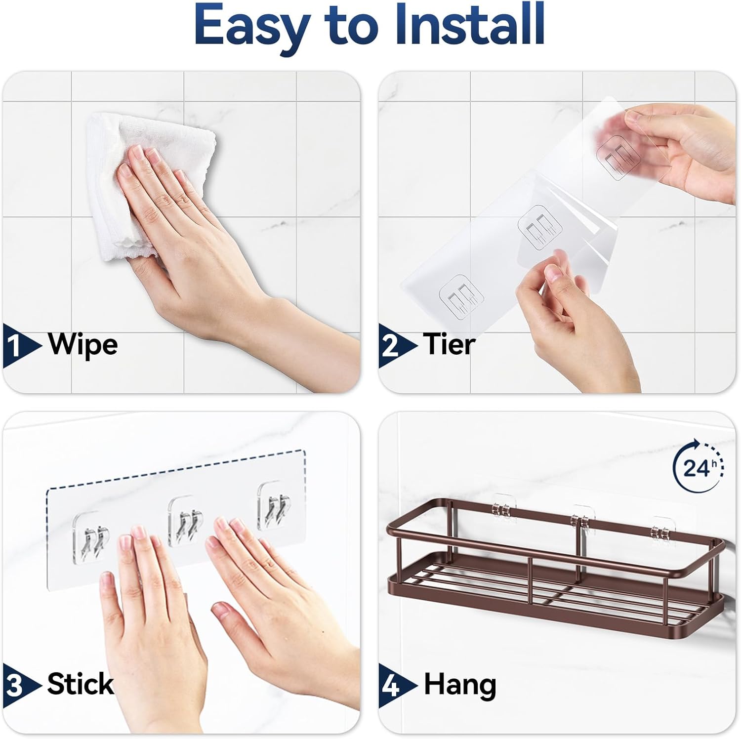 YASONIC Shower Caddy - Rustproof Organizer with Large Capacity Shelves & 12 Hooks | Bronze Finish