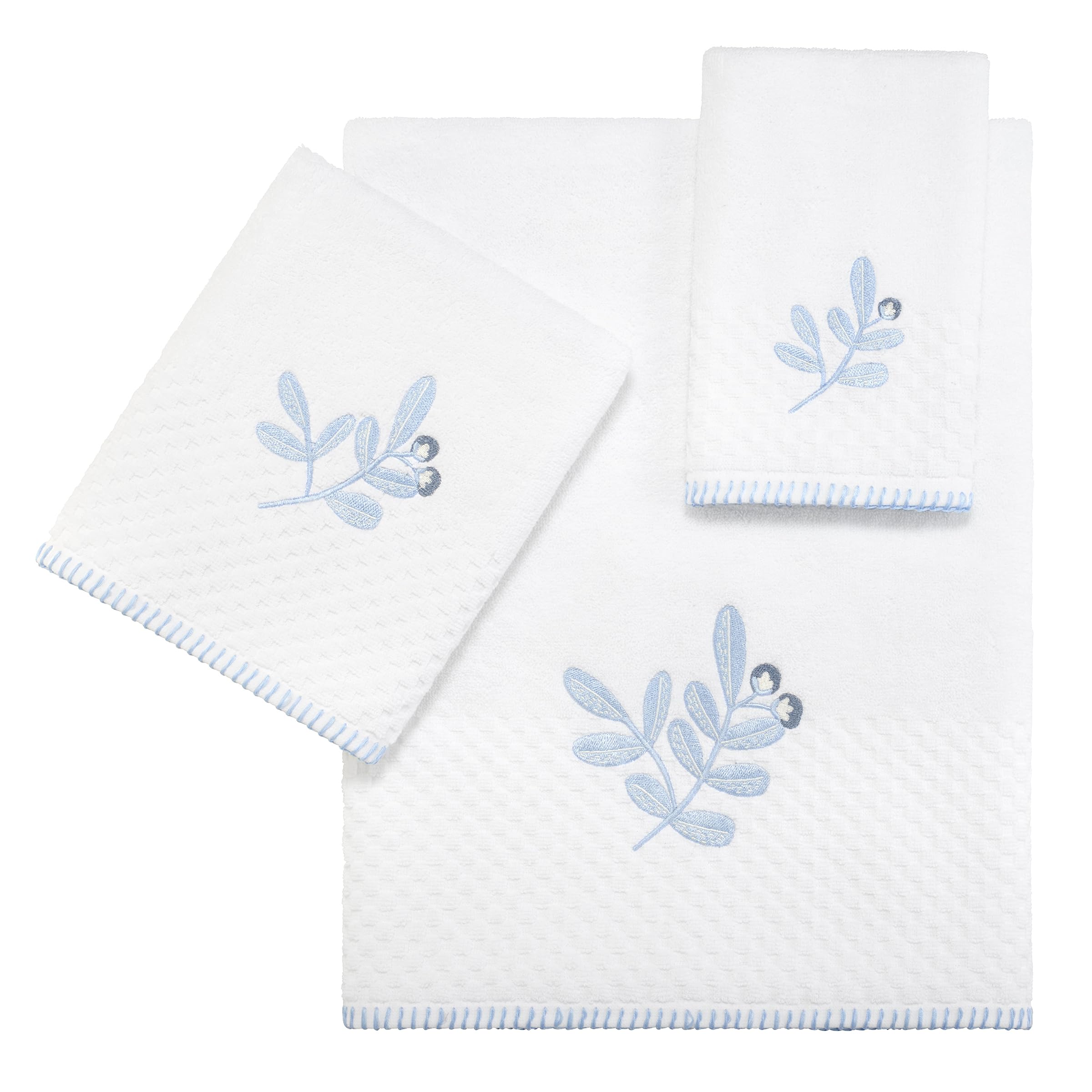Izod - Fingertip Towels, Soft & Absorbent Embroidered Cotton with Textured Terry Weave, Evergreen Bathroom Decor (Kingsley Collection, 2-Pack)
