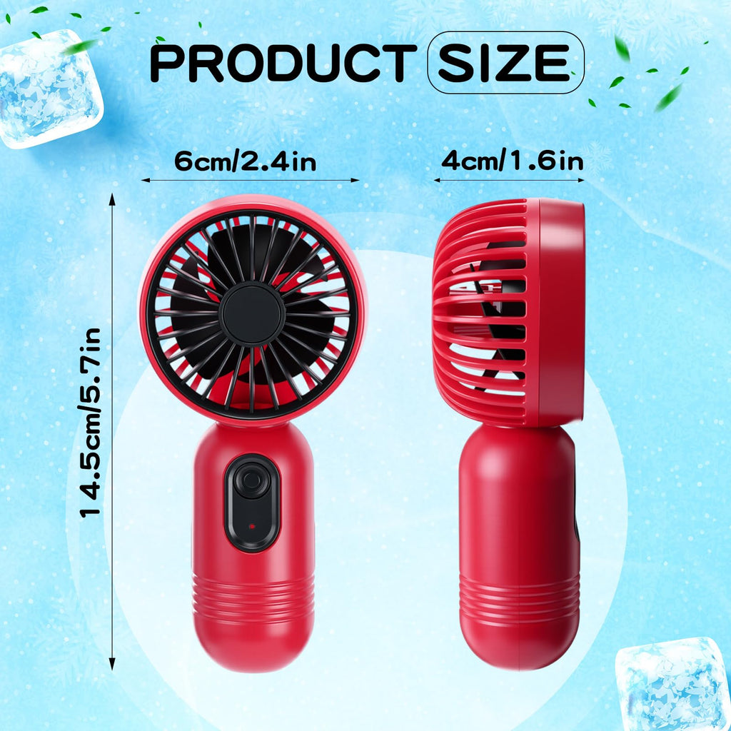 Rossesay 24 Pack Mini Portable Fan Bulk for Travel 3 Speeds, Rechargeable USB Battery Operated, Small Handheld Personal Eyelash Fans for Women Men Indoor Outdoor(Red)
