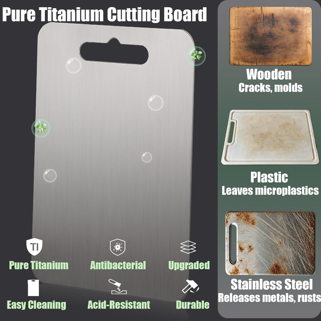 GYBETIN Titanium Cutting Board - Upgraded Thickened (0.08 in) Non-Deforming 100% Pure Titanium Cutting Boards with Non-Slip Pad, Food Grade Extra Large Cutting Boards (18 x 12 inch) (X-Large)
