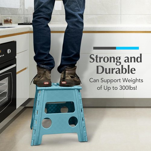 Handy Laundry Folding Step Stool - Lightweight & Sturdy for Adults and Kids - Easy One-Flip Open - Teal, 13 Inch