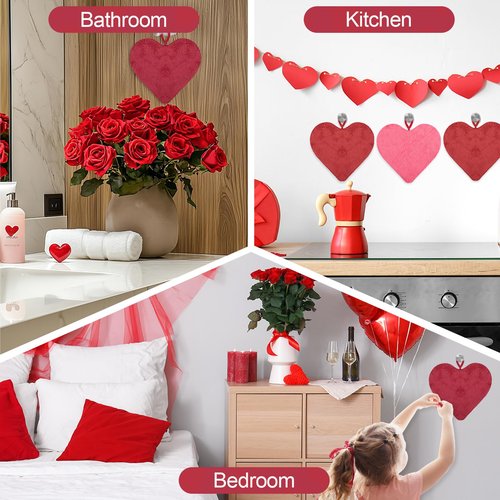 Breling 3 Pcs Valentines Heart Dish Hand Towels for Kitchen Red Pink Heart Bathroom Hand Towels Absorbent Soft Decorative Cloth for Valentine‘S Day Decor Bath Drying Cleaning