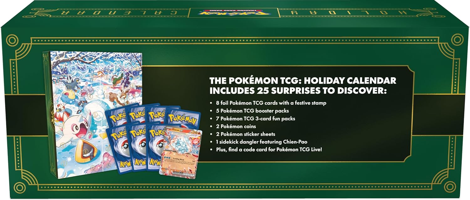Pokémon TCG Holiday Calendar - 8 Foil Promo Cards & 5 Booster Packs Included