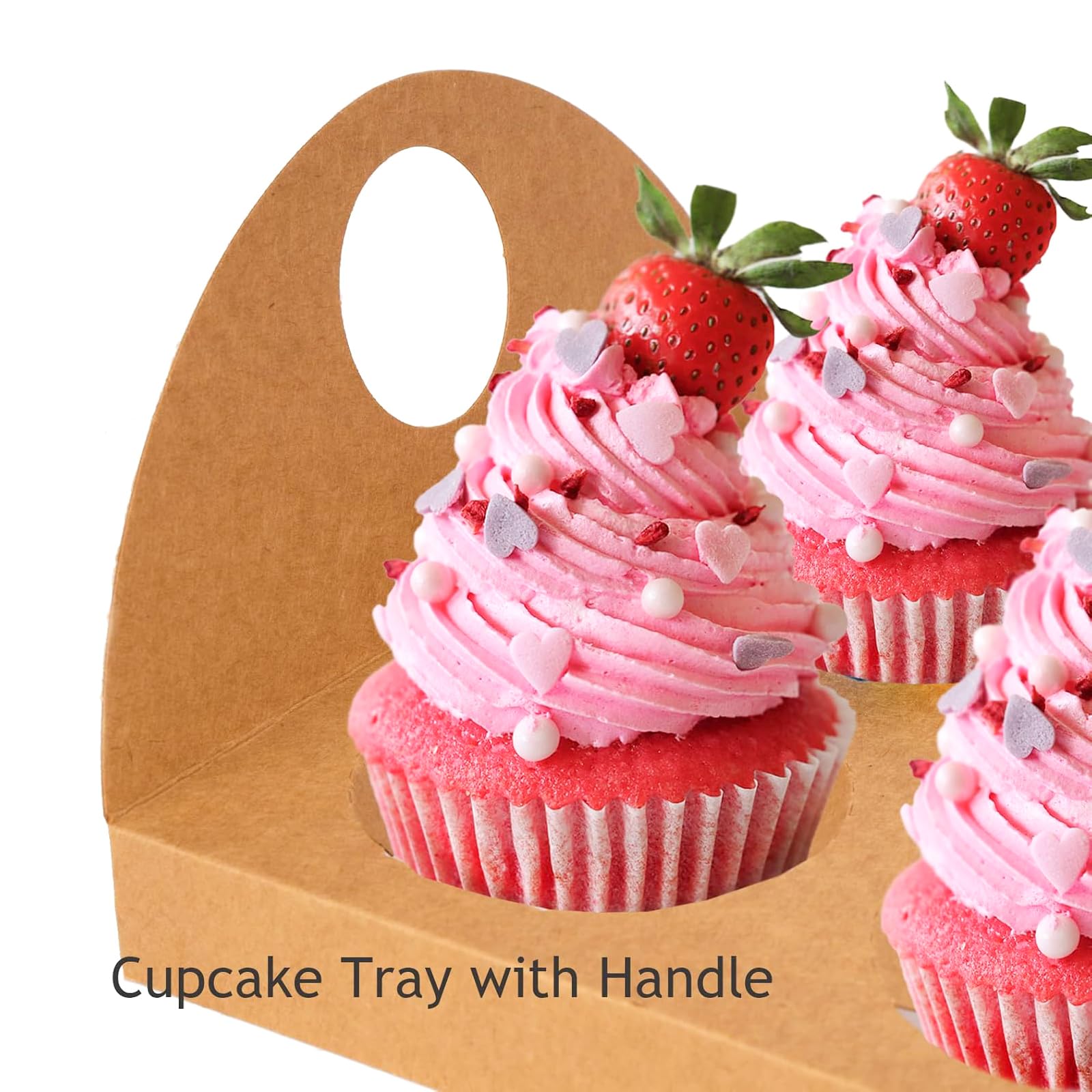 UnicoPak 5 Pack 10x6.8x4 Inch Tall White Cupcake Boxes with Handle Tray, Large Cupcake Boxes 6 Count Muffin Boxes for Standard or High Creams Jumbo Cupcakes