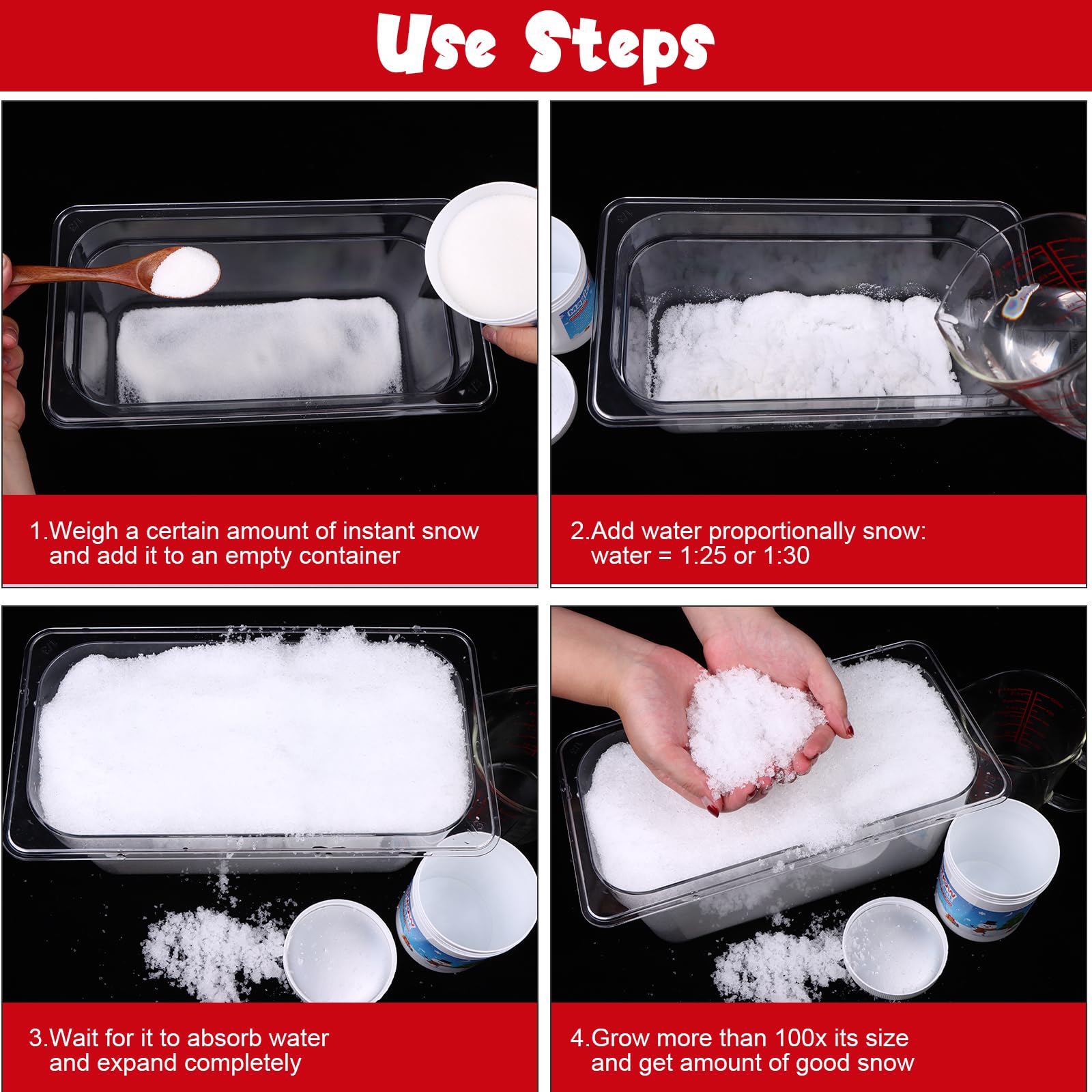 Youdaju Instant Snow Fake Snow Powder Makes 12 Gallons of Artificial Snow Instant Snow Powder Instant Snow Packets Magic Snow for Winter Decoration Holiday Wedding Festival Market Fairy House Decor