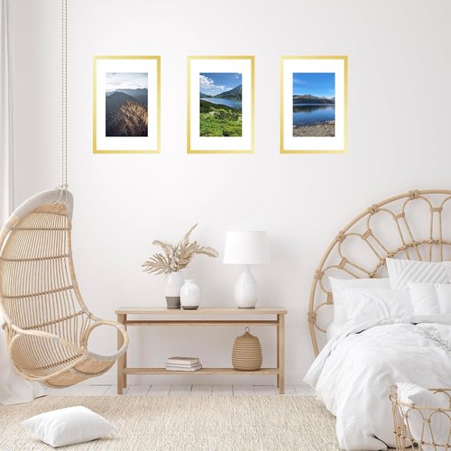 JCJMY 11x17 Picture Frame - Elegant Gold Design with 8x10 Mat | Shatter-Resistant Plexiglass