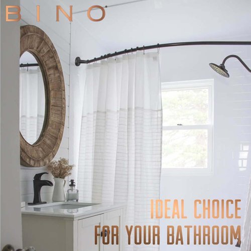 BINO Expandable Curved Shower Curtain Rod - Polished Chrome, 48" to 72" Adjustable | Easy Install, Rust-Resistant