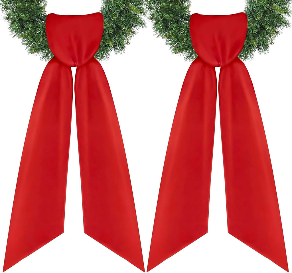 RunNico Front Door Wreath Blank Sash - 2 Pack Red Sash for Christmas & Halloween DIY Decor