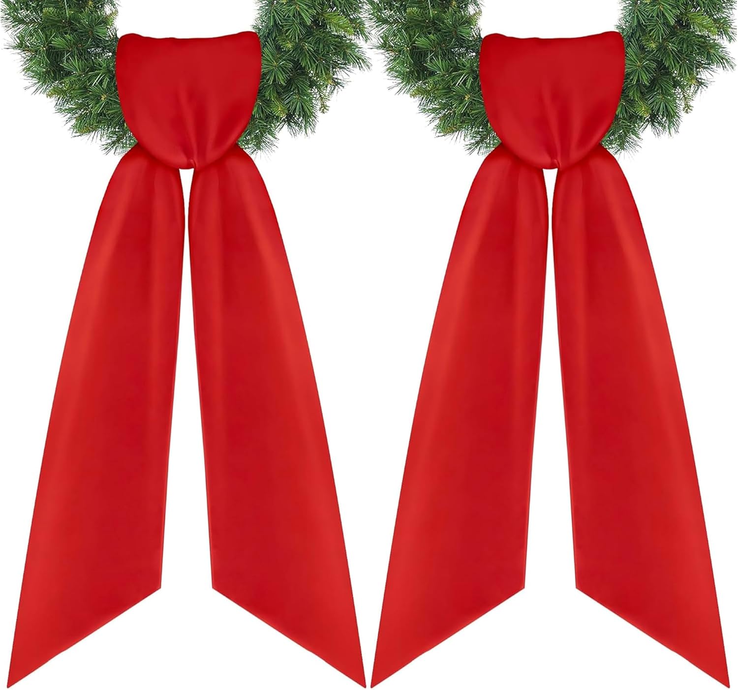 RunNico Front Door Wreath Blank Sash - 2 Pack Red Sash for Christmas & Halloween DIY Decor