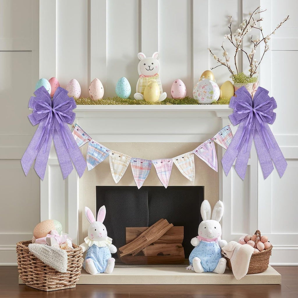 YKW Large Purple Burlap Bow - Elegant 20x11 Inch Wreath Decor for Weddings & Holidays | Indoor/Outdoor Use