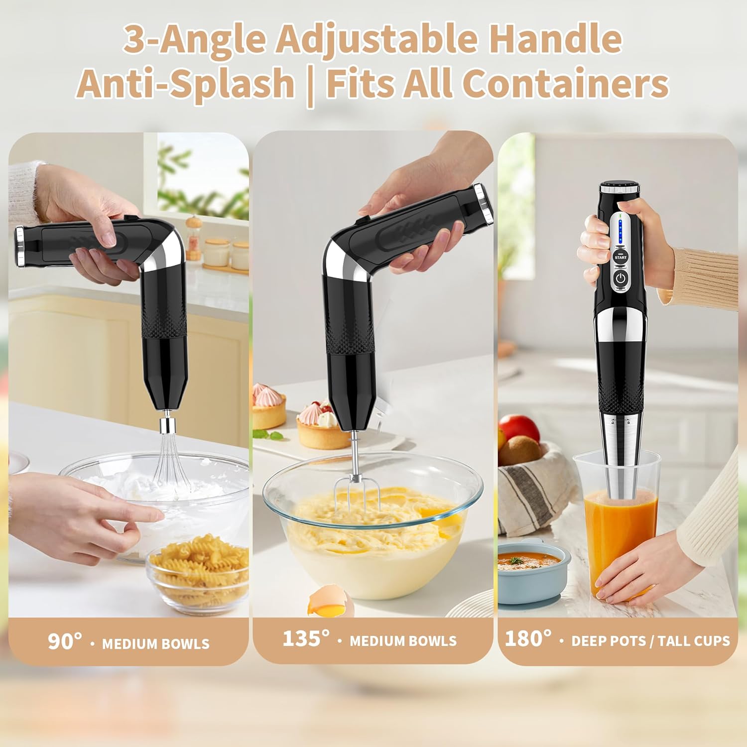 Toogel Cordless Immersion Blender - 4-in-1 Electric Hand Blender with 21 Speeds & USB Rechargeable | BPA-Free, Dishwasher Safe (Black)