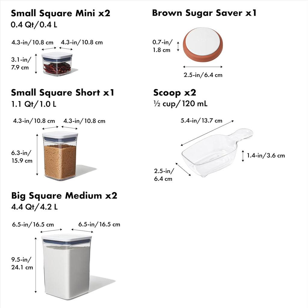 OXO Good Grips 8-Piece Baking Essentials Set - Airtight Storage Containers for Freshness