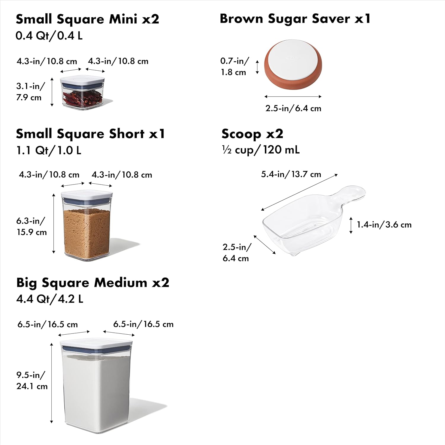 OXO Good Grips 8-Piece Baking Essentials Set - Airtight Storage Containers for Freshness