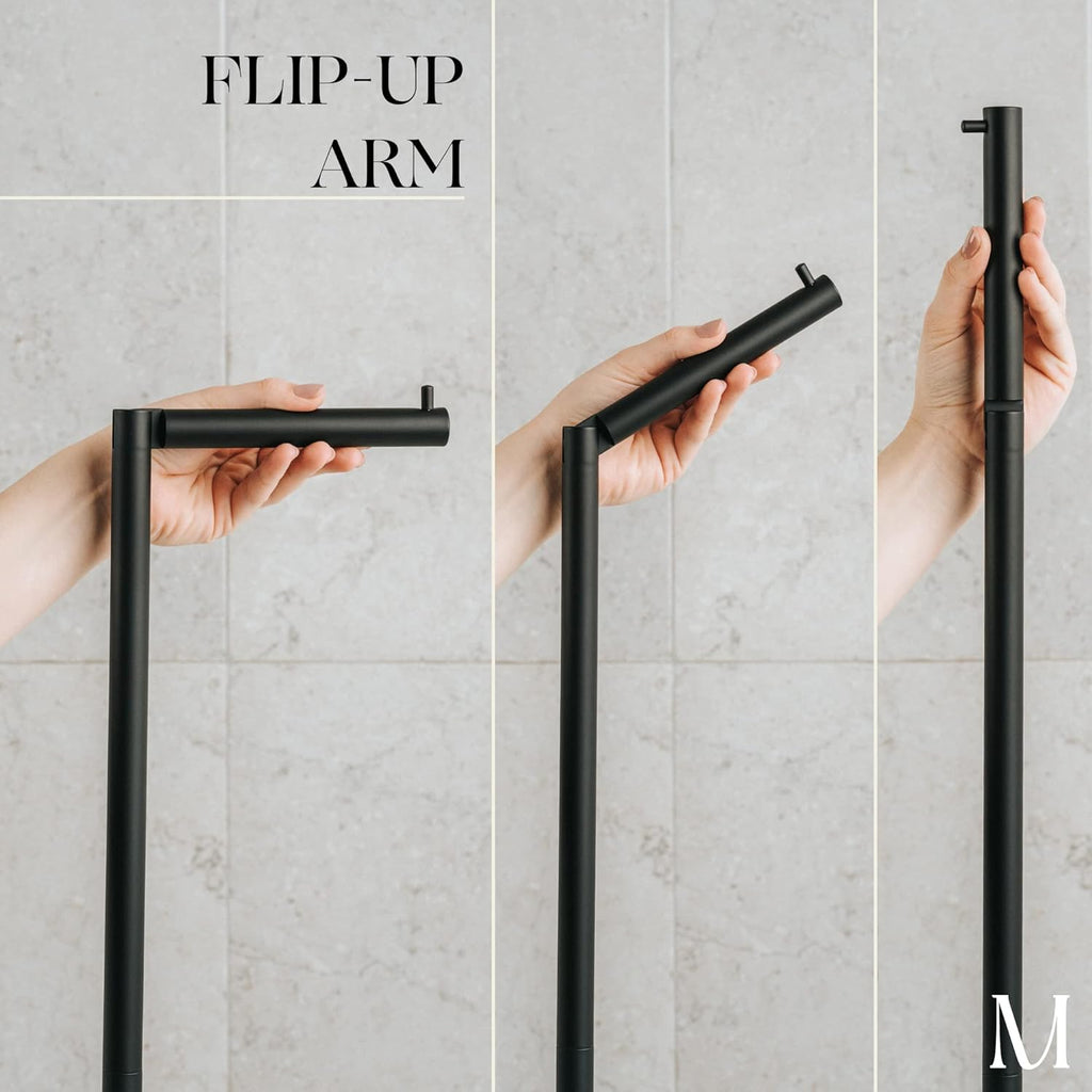 Marmolux Acc Free Standing Toilet Paper Holder - Modern Matte Black Design for 4 Rolls