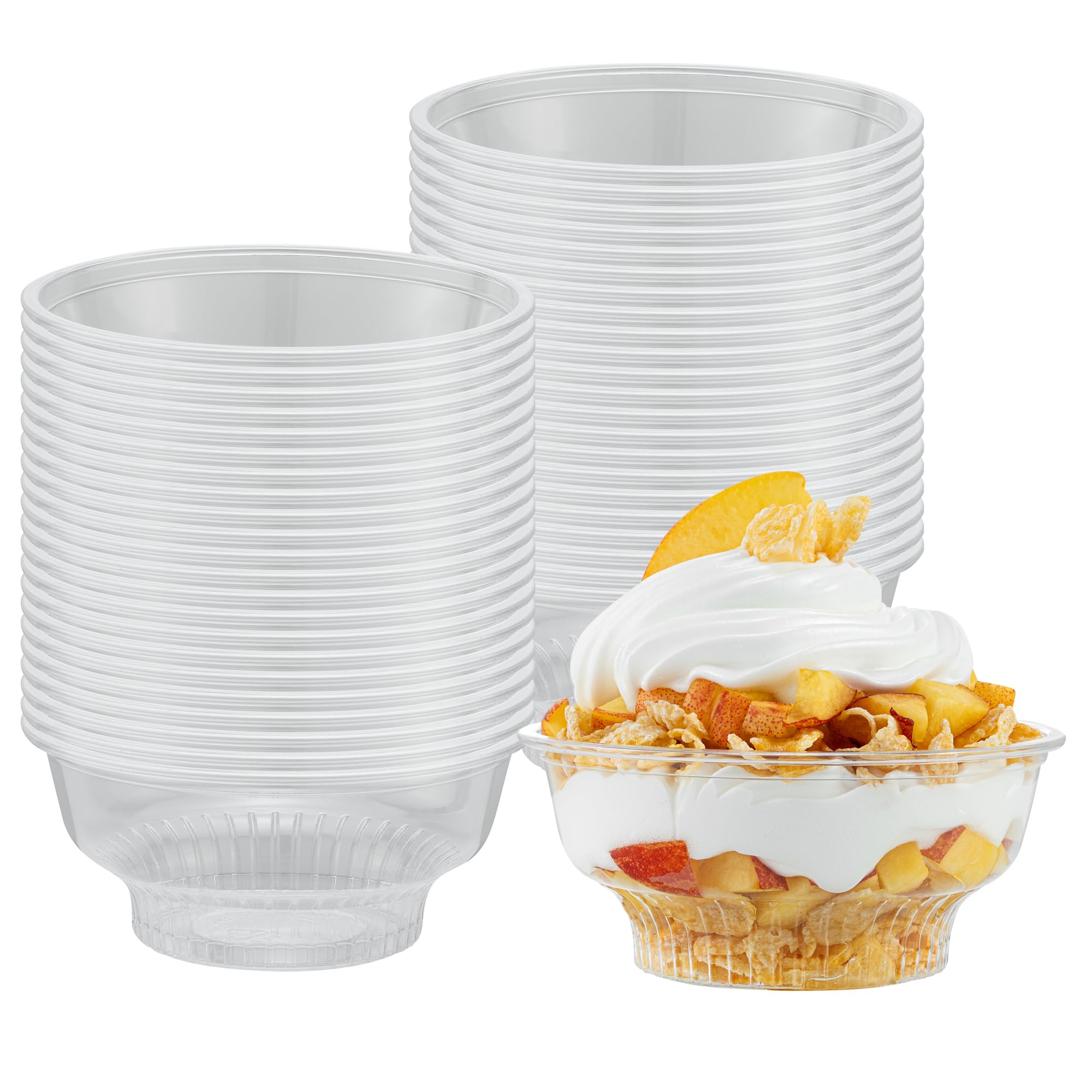 Restaurantware-RW Base 5 Ounce Round Ice Cream Cups, 500 Disposable Parfait Cups - Lids Sold Separately, Premium, Clear Plastic Dessert Cup, Serve Frozen Yogurt, Mousse, Pudding, Great For Parties