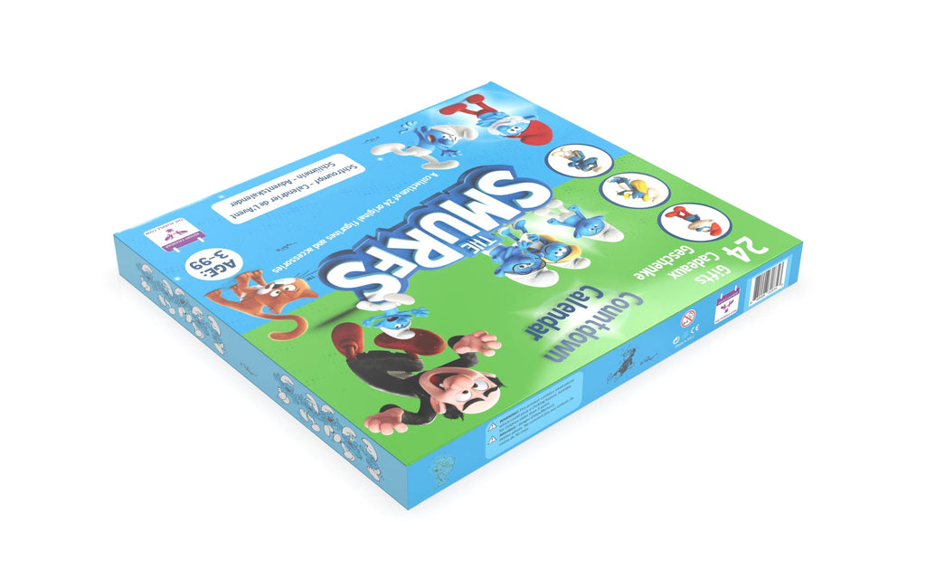 The original SMURFS countdown Calendar Collectible Cartoon Toys for Boys and Girls, 12 Figurines + 12 SMURFY gifts! Ages 3+. 24 Pieces