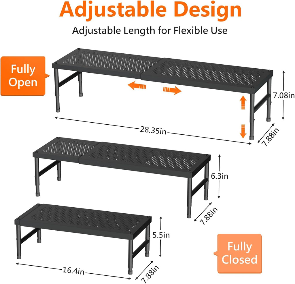 Skiennix Expandable Kitchen Organizer - Adjustable Spice Rack & Counter Shelf | Heavy-Duty Metal Storage for Cabinets & Pantry