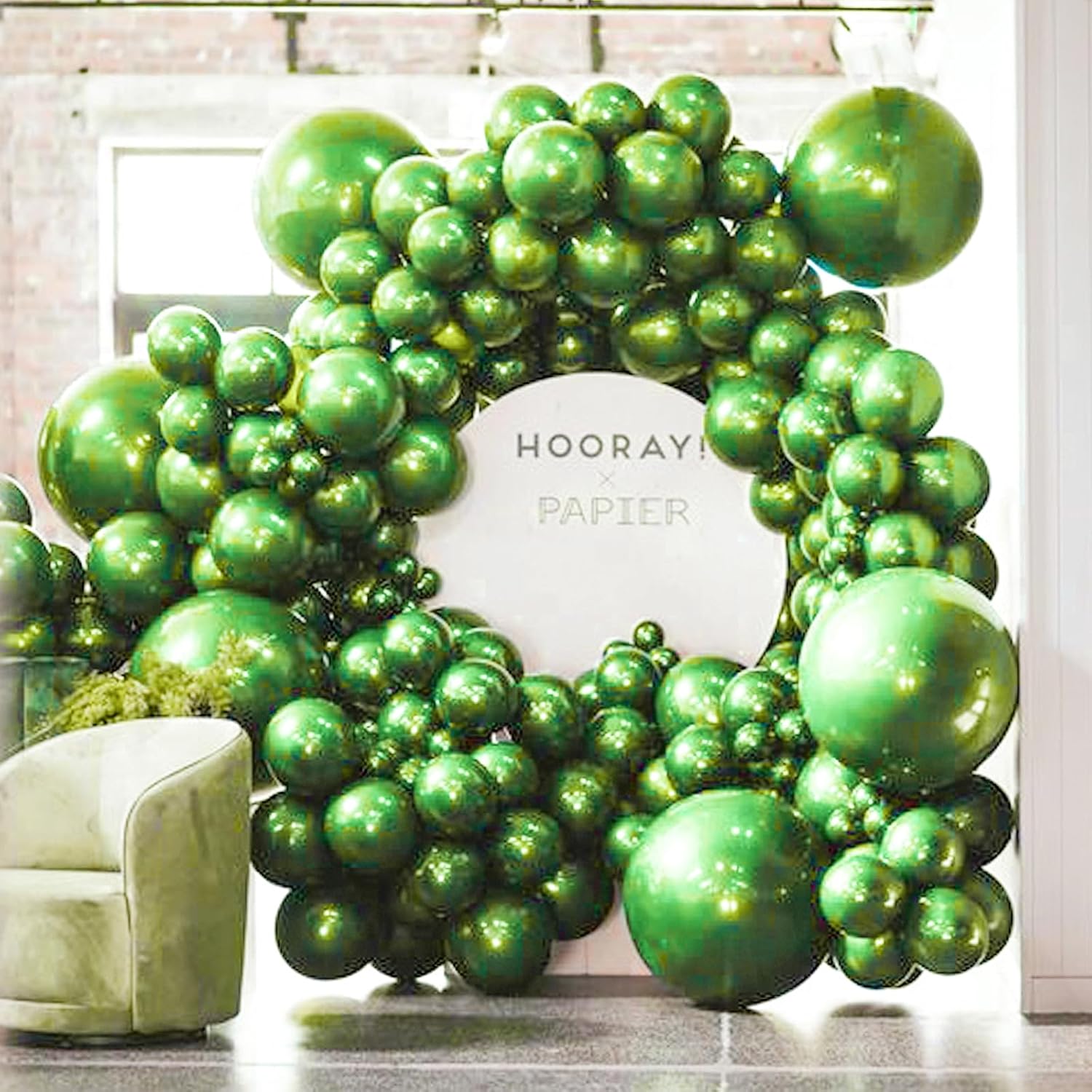PartyWoo Metallic Green Balloons - 100pcs in Various Sizes for Graduation & Wedding Decor