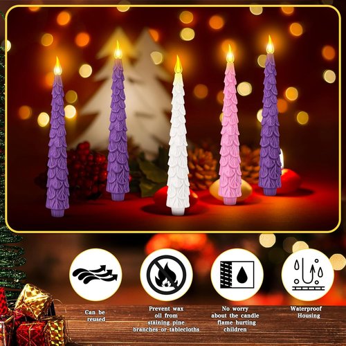 Baquler Flameless Advent Candle Set - 10 Inch LED Taper Candles with Remote Timer | Purple, Pink, White