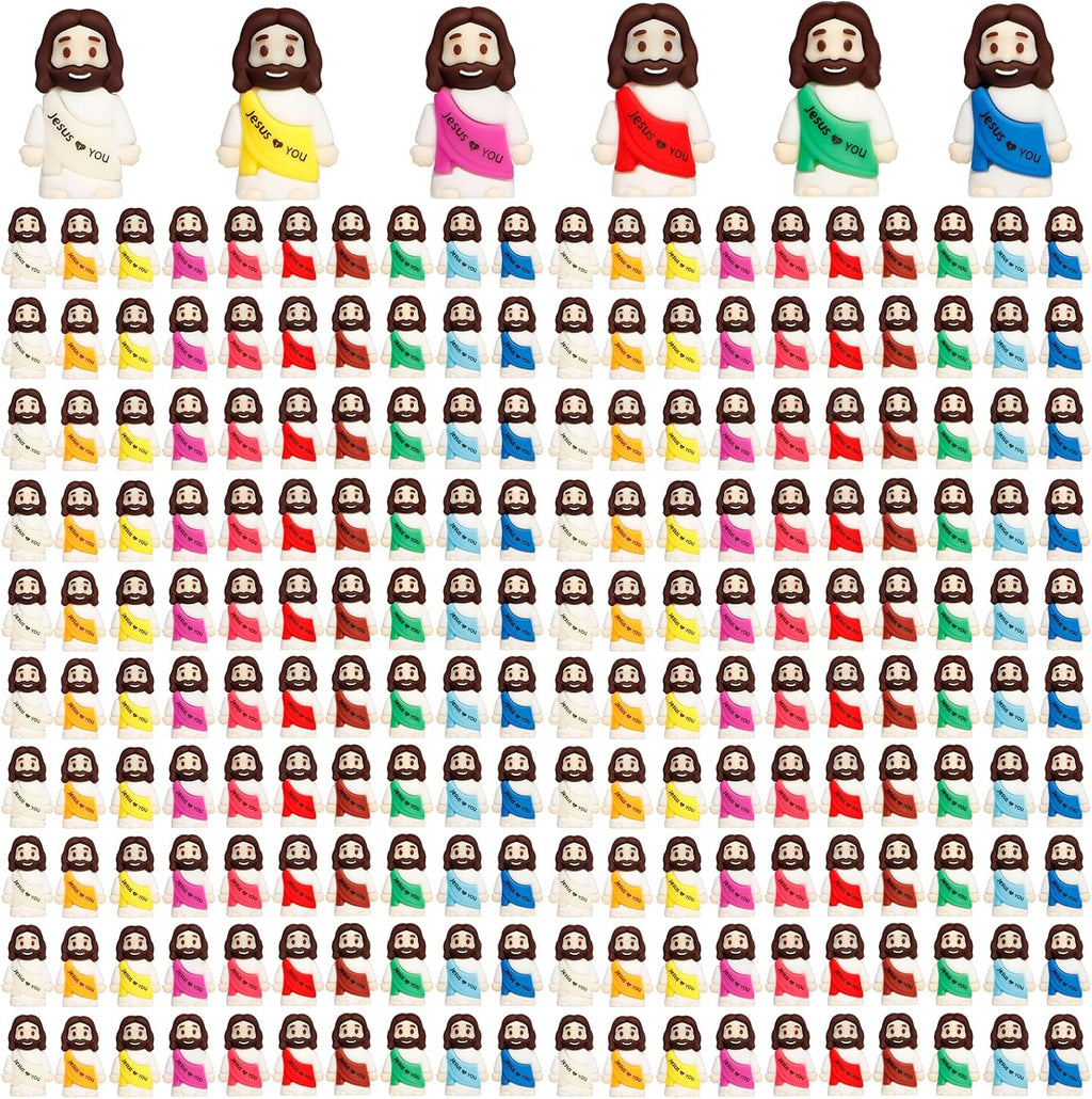 Skiennix 200PCS Mini Jesus Figurines - Colorful Tiny Religious Gifts for Easter Egg Stuffers