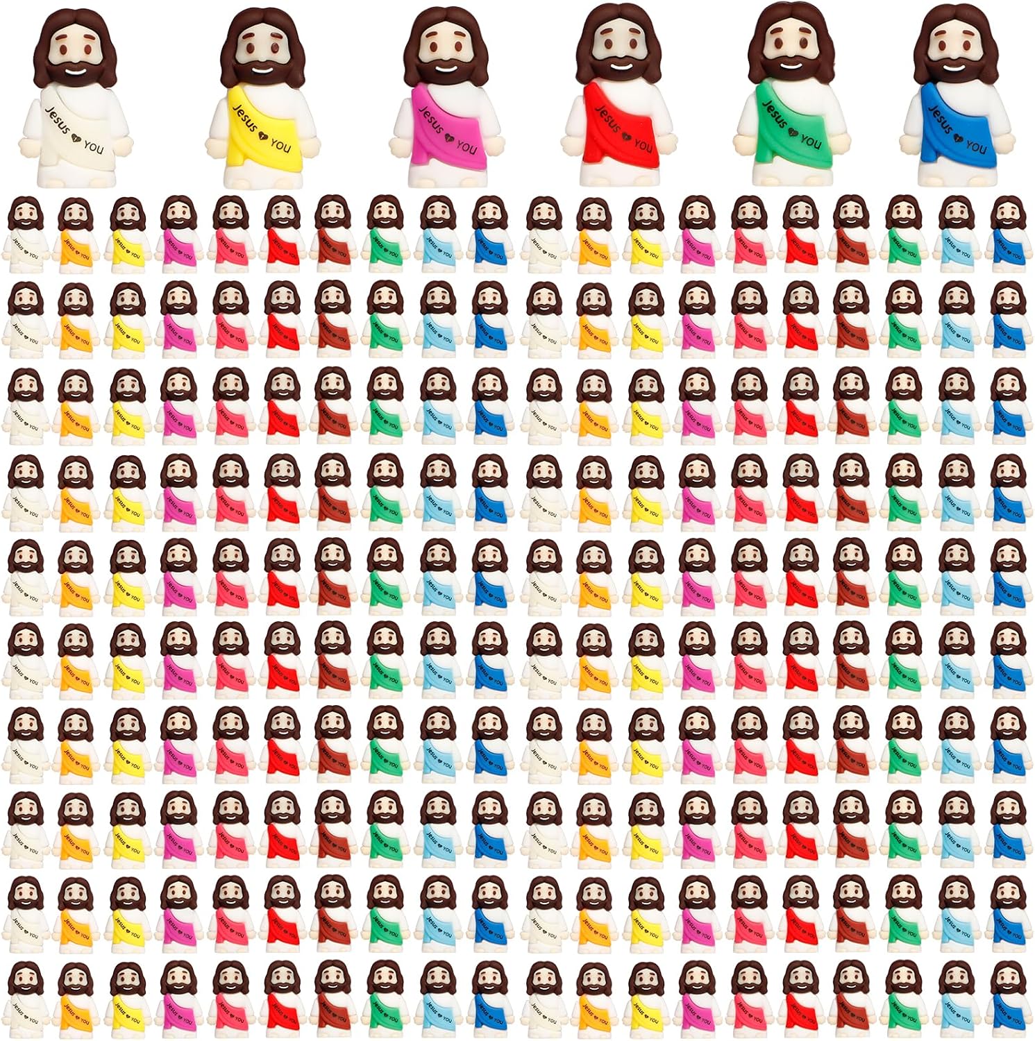 Skiennix 200PCS Mini Jesus Figurines - Colorful Tiny Religious Gifts for Easter Egg Stuffers