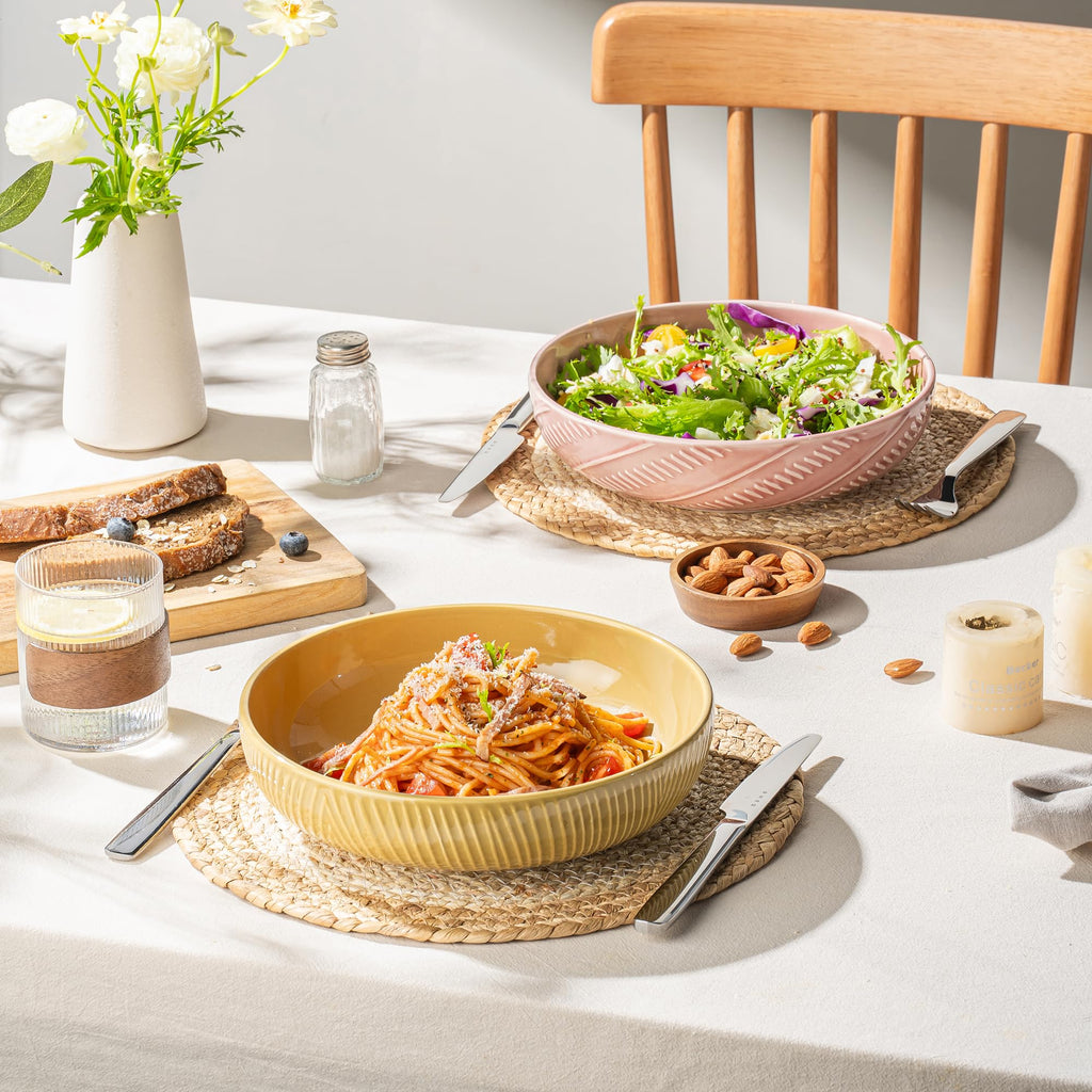 Dafuceramic 8.5Inch Pasta Bowls, 36OZ Serving Bowls, Salad Bowls Set of 4 Ceramic Sturdy & Stackable, Ideal for Housewarming, Festivals, Multicolor (36 OZ)