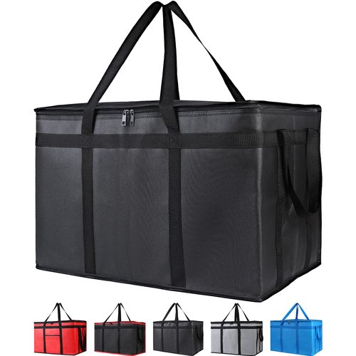 Bodaon 2-Pack Insulated Food Delivery Bag for Hot and Cold Meal, XXXL, Black, Grocery Tote Insulation Bag for Catering, Large Pizza Warmer