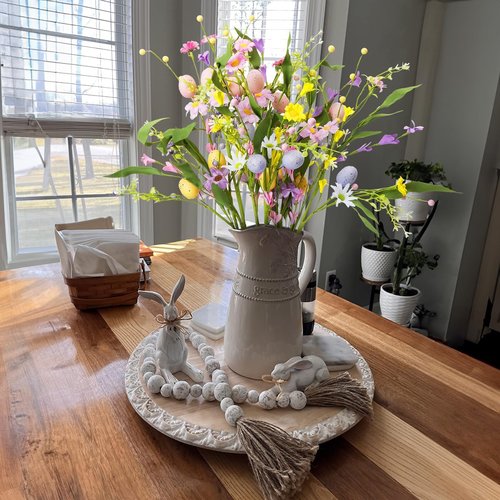 HUAESIN 6 PCS 20 Inch Pastel Easter Eggs Stems Easter Floral Picks Berries Artificial Spring Floral Bouquet for Easter Decoration Home Decor Table Centerpiece