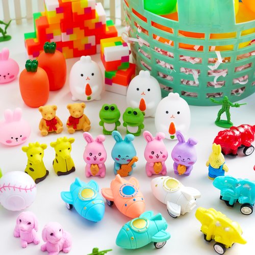JOYIN 200 Pcs Prefilled Easter Eggs with Novelty Toys and Stickers, Filling Treats, Easter Eggs Hunt, Basket Stuffers Fillers, Theme Party Favor, Classroom Prize