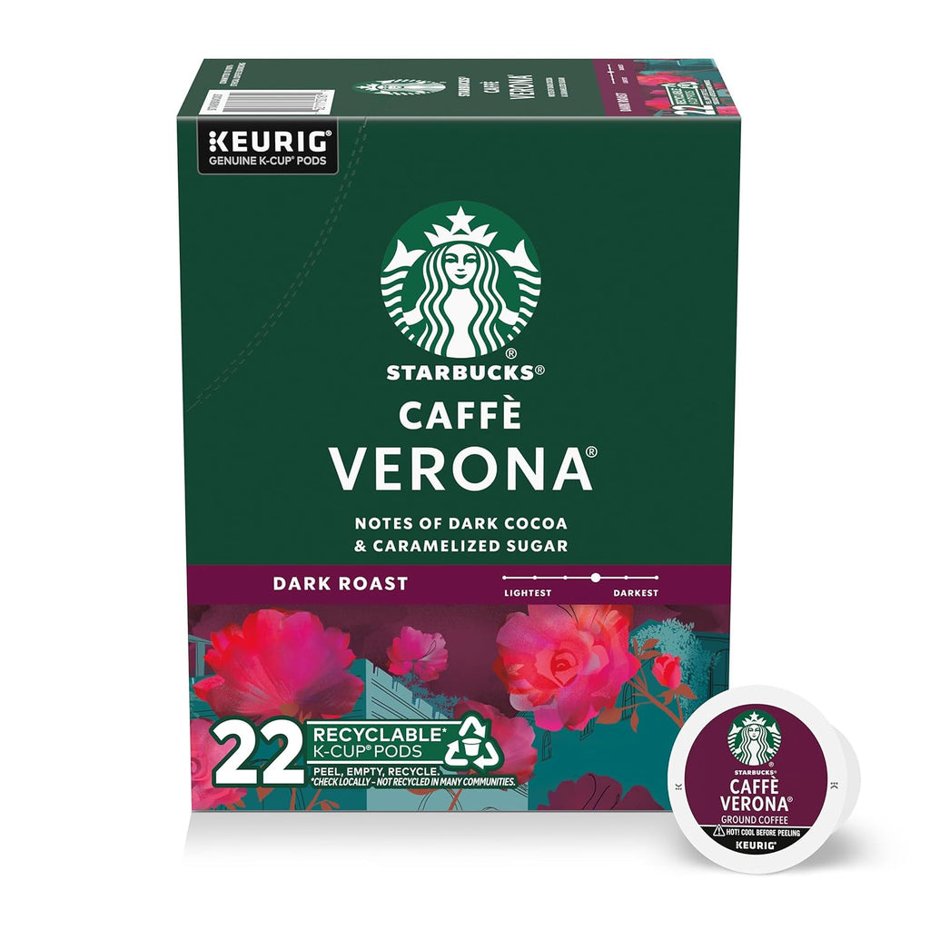 Starbucks K-Cup Coffee Pods - Dark Roast Caffè Verona | 100% Arabica, 22 Pods for Keurig
