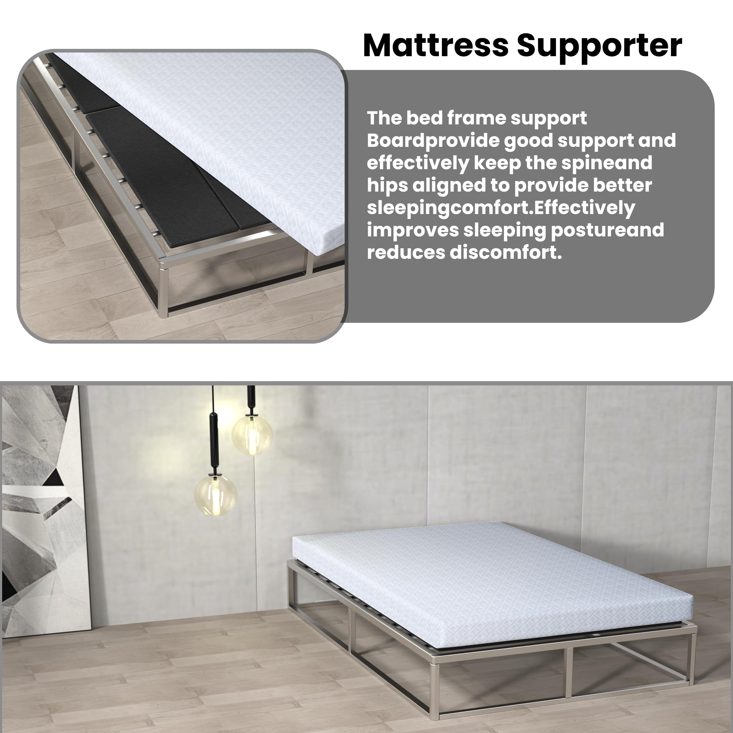Irrical Light and Thin Bunkie Board, Folding Spring Box,Full Size 54x75'', Large Double Bed 10MM, Bed Support Flat Noodles,Light and Thin, Breathable, Noise Minimizing
