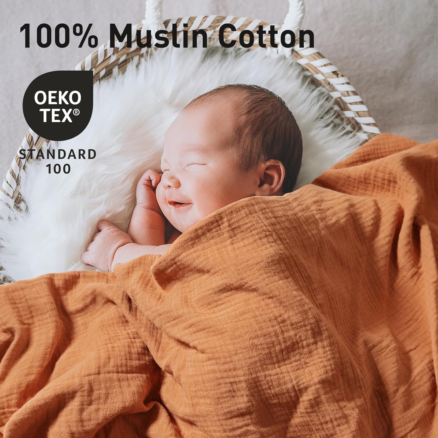 Skiennix Muslin Swaddle Blankets - Breathable Soft Receiving Blankets, 3 Pack, Large 38 x 40 Inches, Elegant Colors