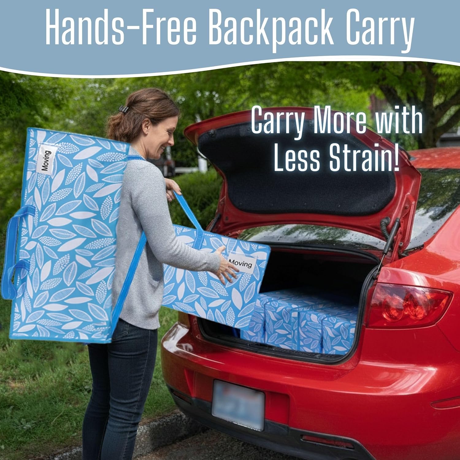 VENO Heavy Duty Moving Bags - 8 Pack Extra Large with Backpack Straps & Zippers for College Dorm Essentials