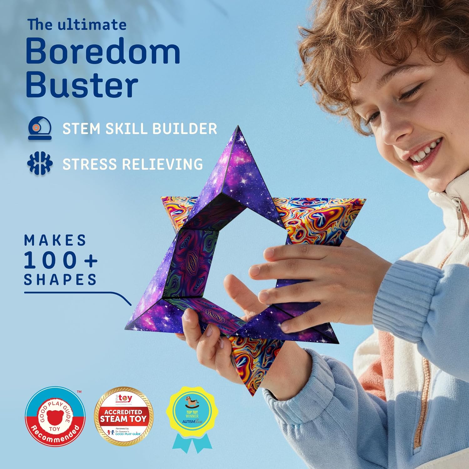 Shashibo Shape Shifting Box - Award-Winning STEM Fidget Toy with Ultra-Strong Magnets | Transforms Into 100+ Shapes - Perfect Sensory Gift for All Ages (Spaced Out)