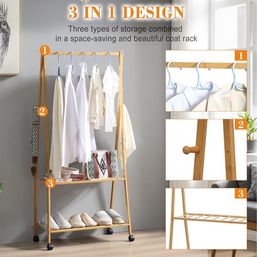 VECELO Coat Rack Freestanding, Entryway Hanger Stand, Umbrella Holder, Hall Tree With Hooks, Floor Standing Metal Tree Stand,Oak