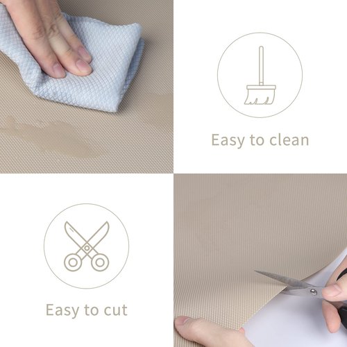 Kitchen Shelf Liner Drawer Liners, Non-Adhesive Refrigerator Liners Waterproof Fridge Mats with Strong Durable Kitchen Cabinets Mat for Drawers, Shelves, Pantry Khaki