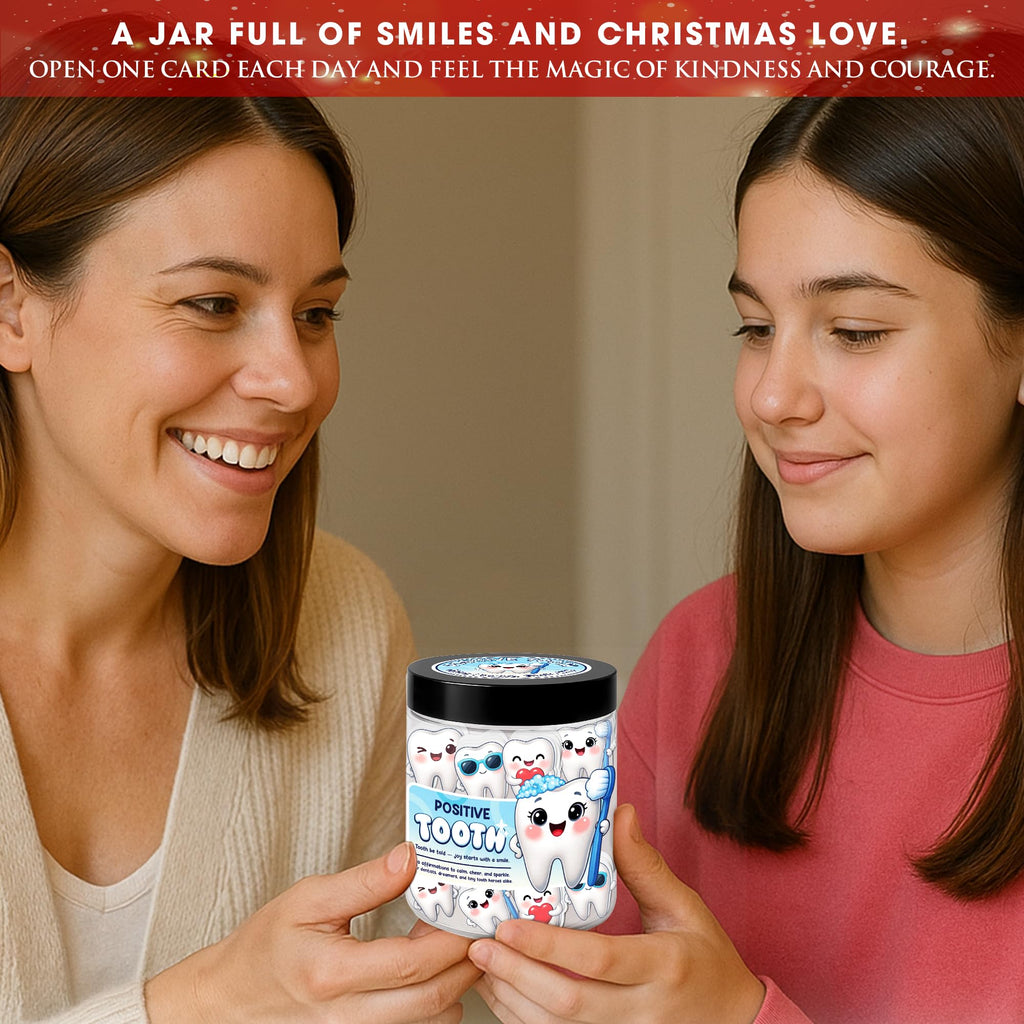 Miarita Positive Tooth Jar – 60 Affirmation Cards for Women, Kids, Teens & Coworkers, Dental Assistant Gifts For Dentists, Teacher Appreciation Gifts For Women, Birthday Gift for College Friend