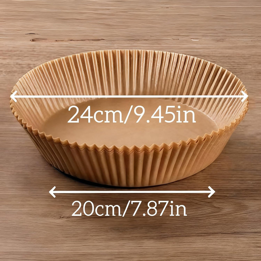Round Air Fryer Liners 100Pcs - 8-Inch Disposable Non-Stick Parchment Paper for Easy Cleanup
