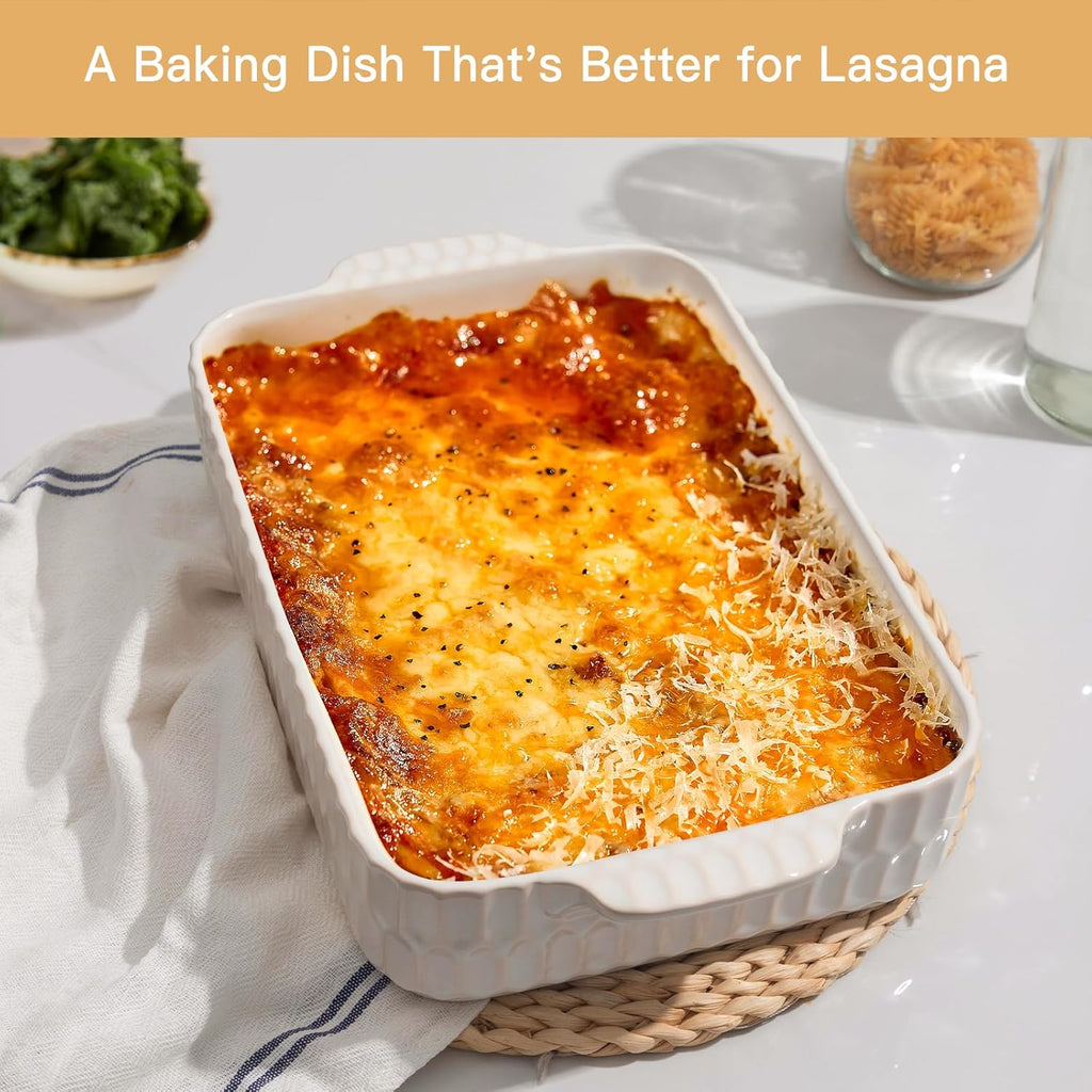 Regine Switzerland 4.7QT Casserole Dish - Large 9x13” Ceramic Lasagna Pan with Handles | Perfect for Baking and Gifts