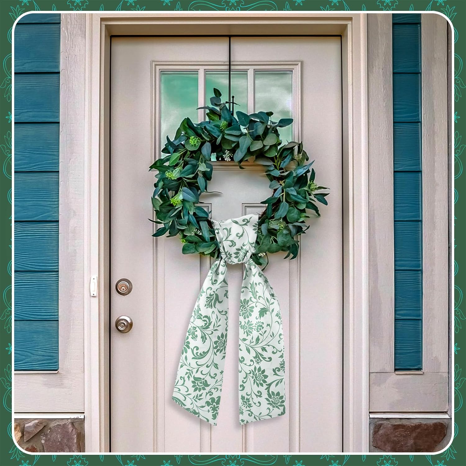 VitalCozy Wreath Sash - Elegant Satin Ribbon for Embroidery Monogram | Indoor/Outdoor Use (Fresh)