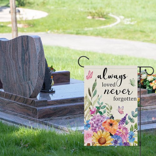 Heyfibro Memorial Garden Flag - Double-Sided Burlap Butterfly Design | 12x18 Sympathy Decor
