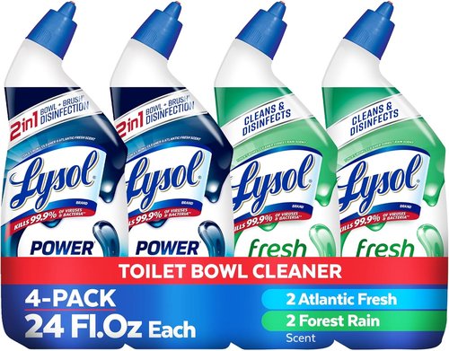 Lysol Toilet Bowl Cleaner - Max Strength Clinging Gel | Disinfecting & Deodorizing, 24 oz (4 ct)