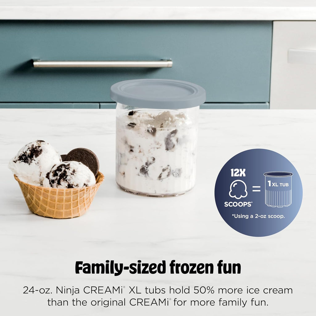 Ninja CREAMi Deluxe Ice Cream Maker - 11-in-1 Frozen Desserts, Sorbet & Milkshakes | Includes 2 XL 24 Oz. Tubs | Silver | NC501